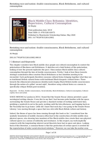 Black middle-class Britannia: Identities, repertoires, cultural consumption