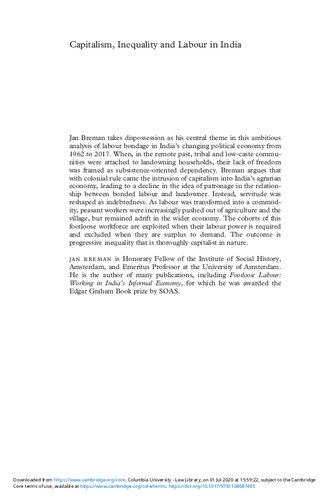 Capitalism, Inequality and Labour in India