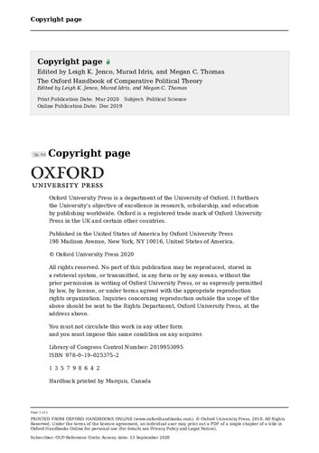 Oxford Handbook of Comparative Political Theory