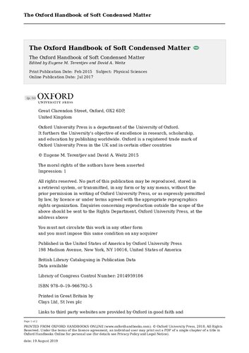 The Oxford Handbook of Soft Condensed Matter