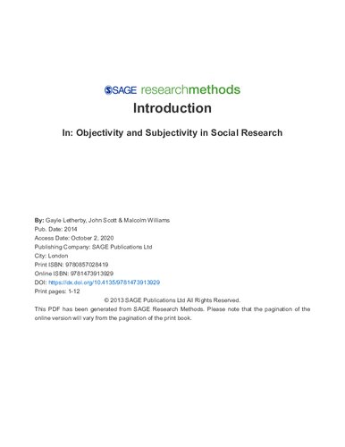 Objectivity and Subjectivity in Social Research