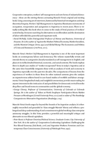 Workers Self-Management in Argentina: Contesting Neo-Liberalism by Occupying Companies, Creating Cooperatives, and Recuperating Autogestión