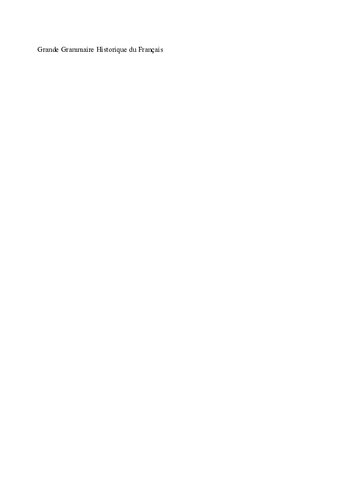 Grande Grammaire Historique du Français