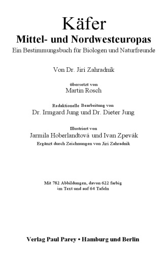 Käfer Mittel- und Nordwesteuropas. Ein Bestimmungsbuch für Biologen und Naturfreunde