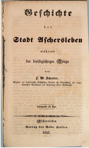 Geschichte der Stadt Aschersleben während des Dreißigjährigen Krieges