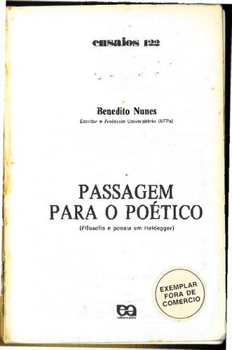 Passagem para o poético: filosofia e poesia em Heidegger