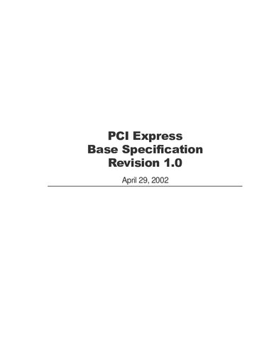 PCI Express Base Specification, Revision 1.0