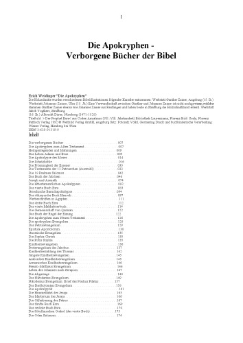 Die Apokryphen. Verborgene Bücher der Bibel