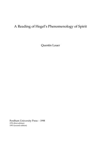 A reading of Hegel's Phenomenology of Spirit