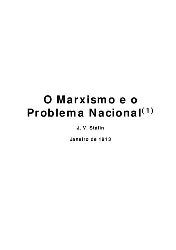 O marxismo e o problema nacional