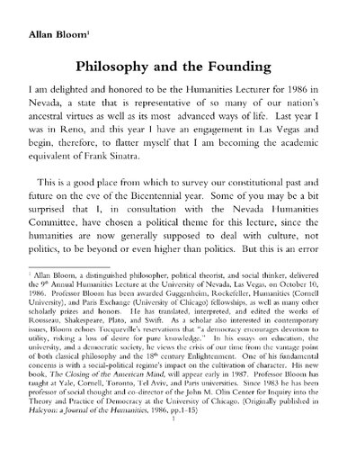 Philosophy and the Founding