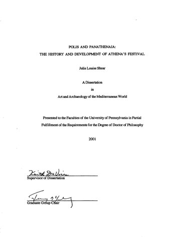 Polis and Panathenaia: The history and development of Athena's festival