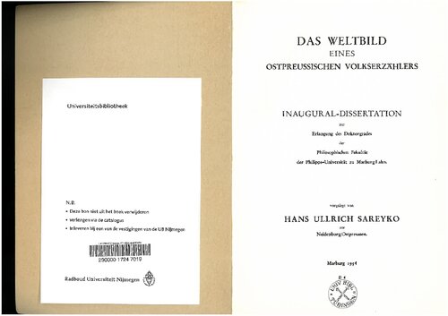 Das Weltbild eines ostpreussischen Volkserzählers