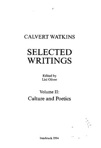 Selected Writings II- Culture and Poetics