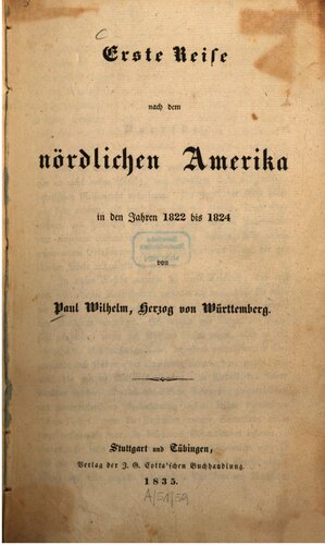 Erste Reise nach dem nördlichen Amerika in den Jahren 1822 bis 1824