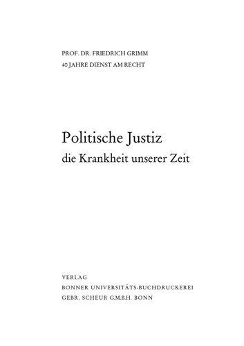 Politische Justiz - Die Krankheit unserer Zeit (1953)