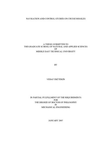 NAVIGATION AND CONTROL STUDIES ON CRUISE MISSILES