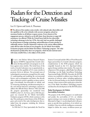 Radars for the Detection and Tracking of Cruise Missiles