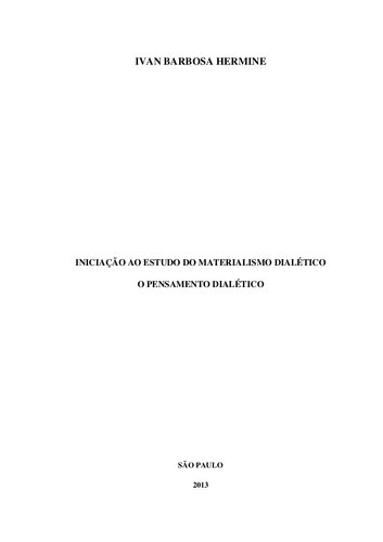 Iniciação ao estudo do materialismo dialético: o pensamento dialético