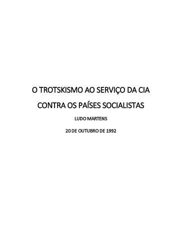 O trotskismo ao serviço da CIA contra os países socialistas