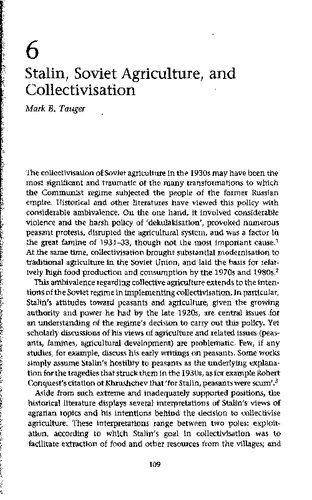 Stalin, Soviet Agriculture and Collectivisation