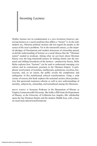 Inventing Laziness Culture of Productivity in Late Ottoman Society