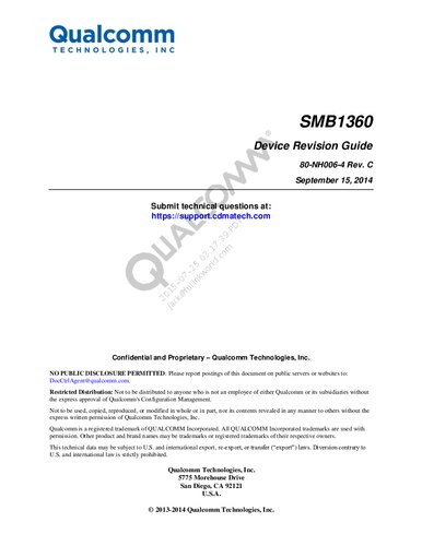 SMB1360 Device Revision Guide