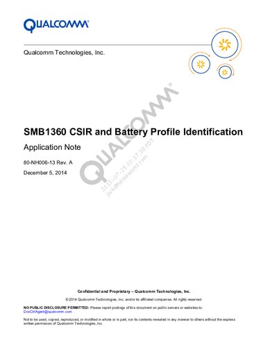 SMB1360 CSIR and Battery Profile Identification. Application Note