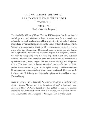 The Cambridge Edition of Early Christian Writings: Volume 4, Christ: Chalcedon and Beyond