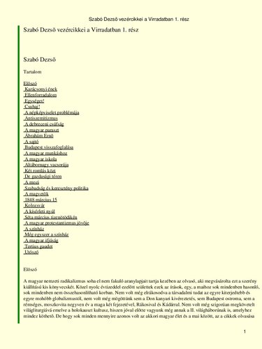 Szabó Dezsõ vezércikkei a Virradatban