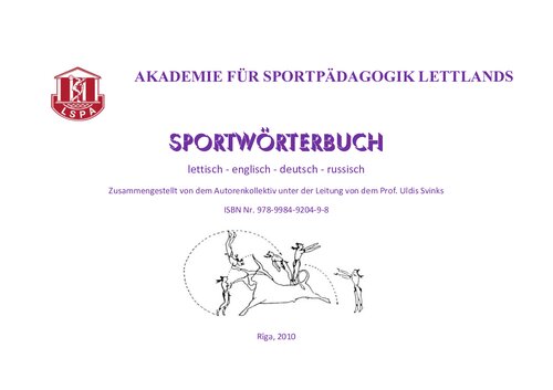 Sportwörterbuch Lettisch - Englisch - Deutsch - Russisch