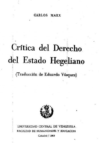 Crítica del Derecho del Estado Hegeliano