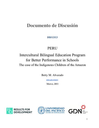 Peru. Intercultural Bilingual Education Program for Better Performance in Schools: The case of the Indigenous Children of the Amazon