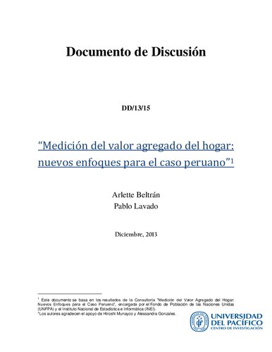Medición del valor agregado del hogar: nuevos enfoques para el caso peruano
