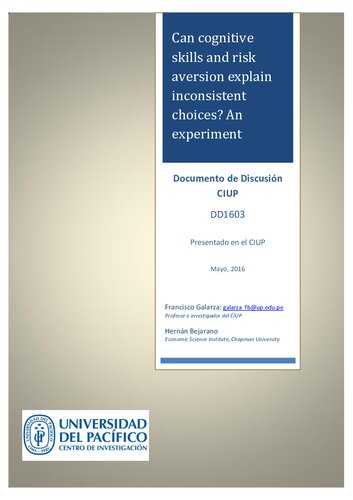 Can cognitive skills and risk aversion explain inconsistent choices? An experiment