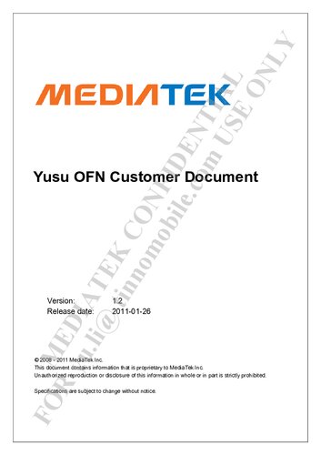 MT6573 YuSu OFN Customer Document