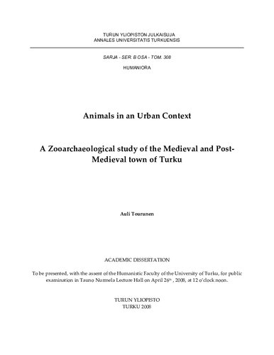 Animals in an Urban Context: A Zooarchaeological Study of the Medieval and Post‐Medieval Town of Turku