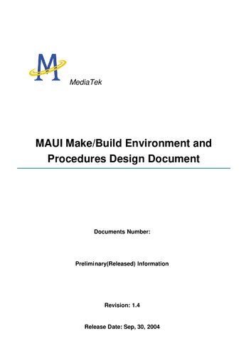 MAUI Make/Build Environment and Procedures Design Document