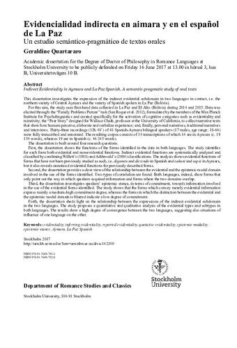 Evidencialidad indirecta en aimara y en el español de La Paz. Un estudio semántico-pragmático de textos orales
