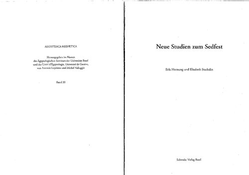 Neue Studien zum Sedfest