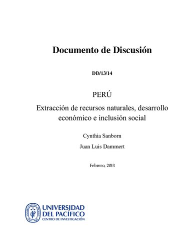 Perú. Extracción de recursos naturales, desarrollo económico e inclusión social