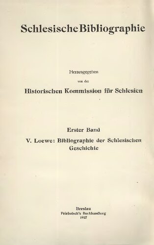 Bibliographie der schlesischen Geschichte