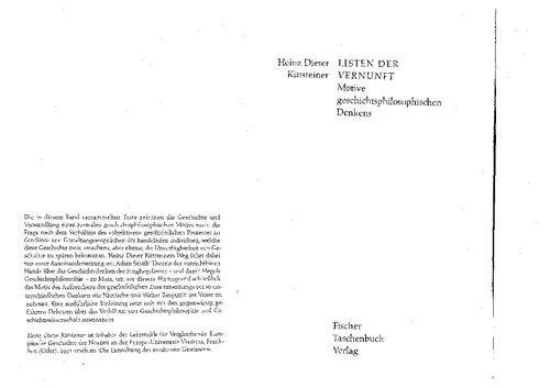 Listen der Vernunft : Motive geschichtsphilosophischen Denkens