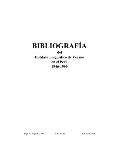 Bibliografía del Instituto Lingüístico de Verano en el Perú 1946-1999