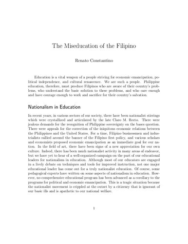 The Miseducation of the Filipino