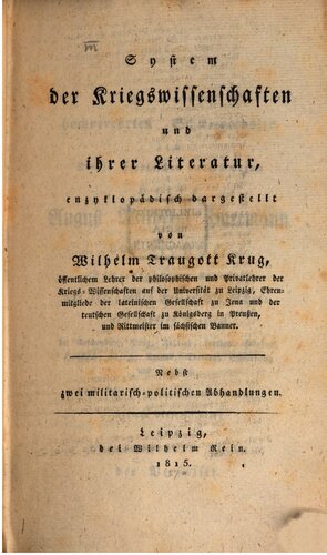 System der Kriegswissenschaften und ihrer Literatur, enzyklopädisch dargestellt