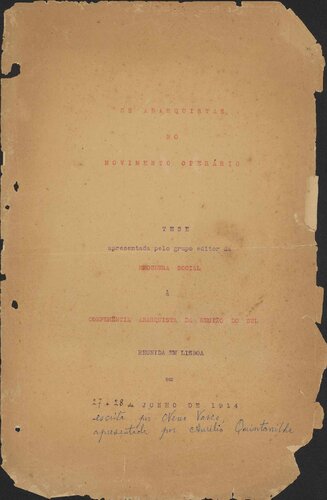 Os anarquistas no movimento operário