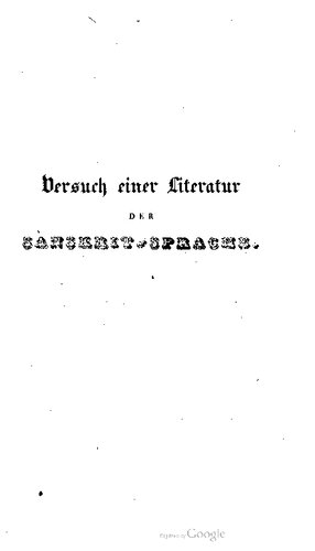 Versuch einer Literatur der Sanskrit-Sprache