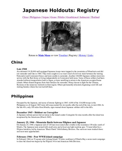 Japanese holdouts: registry. Never surrender