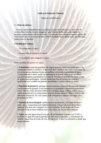 Guia para o cultivo do cogumelo mágico psilocybe cubensis, psilocibina